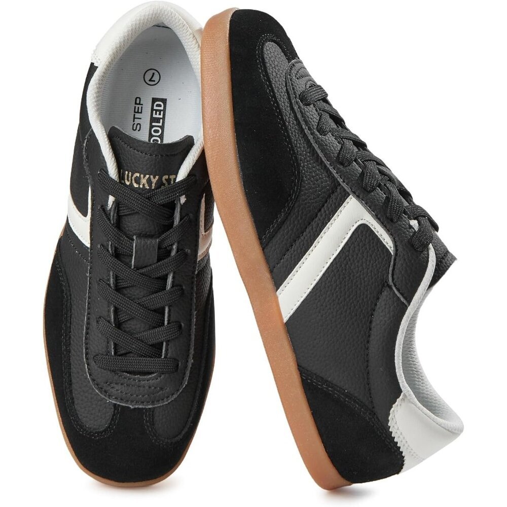 Women's Black White Fashion Retro Sneaker Casual Trendy Walking Shoes Non Slip